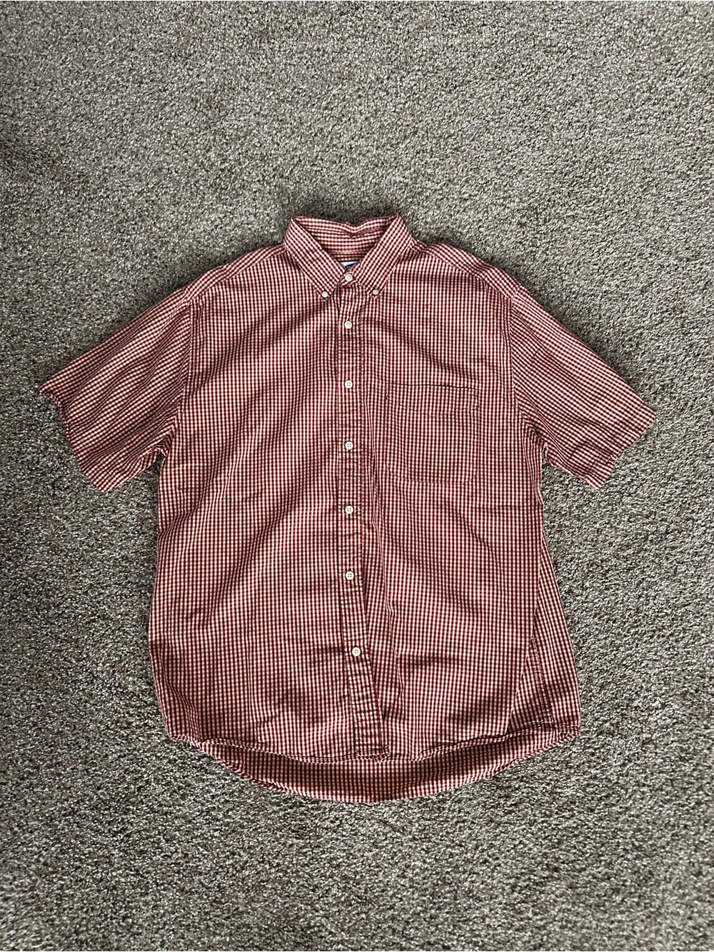 Old Navy Red and White Check Short-Sleeve Button-Up Shirt